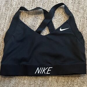 Nike Women's Black Sports Bra with White Logo